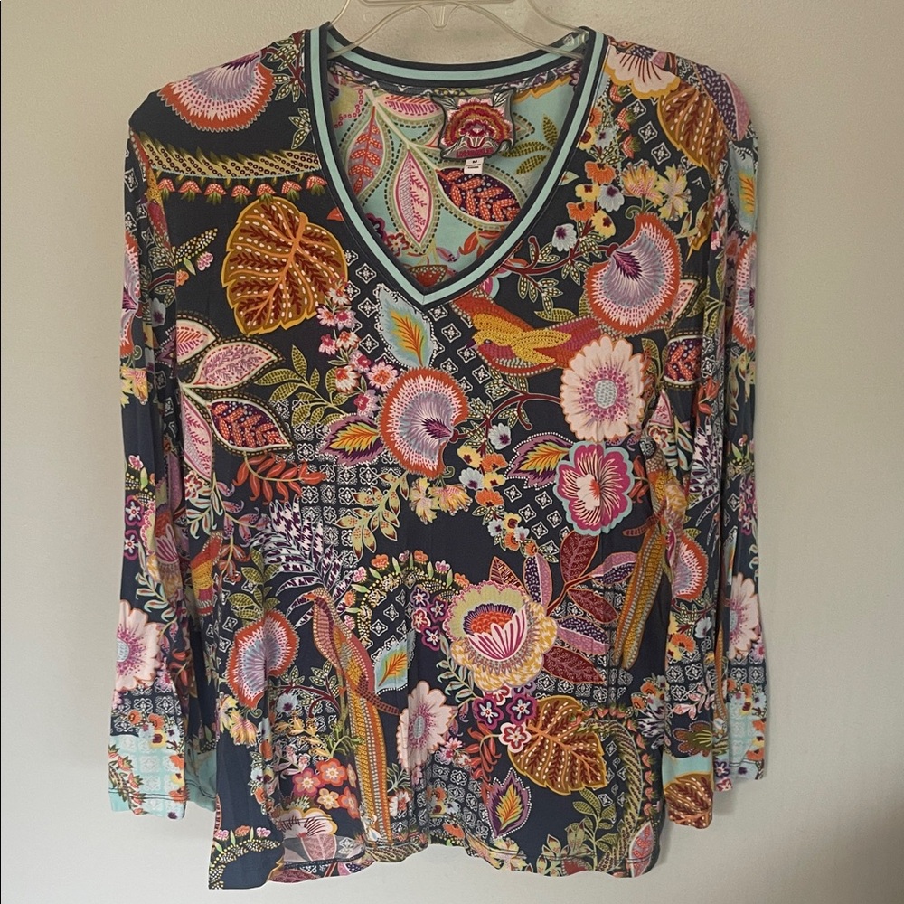 Johnny Was  Multicolor Floral Long Sleeve Top
